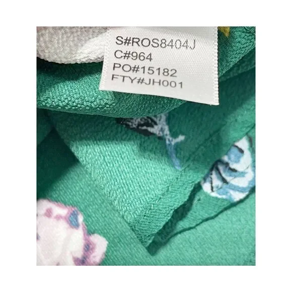 Live To Be Spoiled Floral Print Long Bell Sleeve Blouse Keyhole Back Green Large - Picture 10 of 14